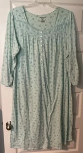 Croft And Barrow Long 2X Nightgown, Long Sleeve, Mint Green Pretty Lace Bodice - Picture 1 of 5