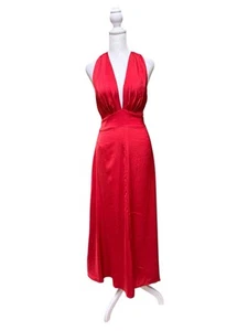 Banana Republic Red Halter Midi Dress NWT Size 8 - Picture 1 of 8