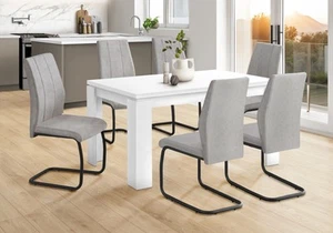 Dining Table 60" Rectangular Kitchen Wood Dining Room Laminate White - Picture 1 of 8