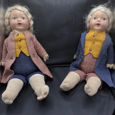 Par raro de bonecas de composição do início do século XX provavelmente Alemanha - Imagem 1 de 4