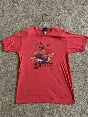 Camiseta Superman Comida Chatarra Grande Roja Hecha en EE. UU. Estilo Vintage DC Comics Camiseta Foto 1 de 4