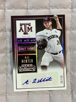 AJ Minter 2015 Panini Contenders Draft Ticket Autograph #50 (White) Auto /99 - Image 1 of 2