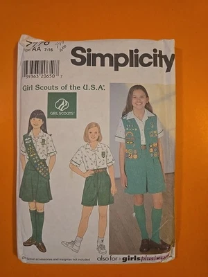 SIMPLICITY PATTERN  7776 GIRL SCOUTS' PLUS VEST, BLOUSE, SKIRT SHORTS, CULOTTES - Image 1 of 4