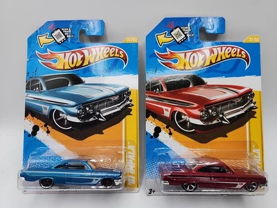 🔥🛞  Hot Wheels 2x Lot 61 Chevy Impala 2012 New Models 🔥🛞  - Image 1 of 4