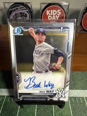 2021 Bowman Chrome Prospect #CPA-BW Beck Way 1st Auto Yankees - Image 1 of 2