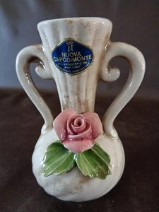 Small Nuova Capodimante Vintage Vase With Rose Flower Accent - Picture 1 of 6