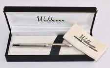 Boxed WALDMANN Sterling Silver POCKET Fountain Pen - Pin Striped