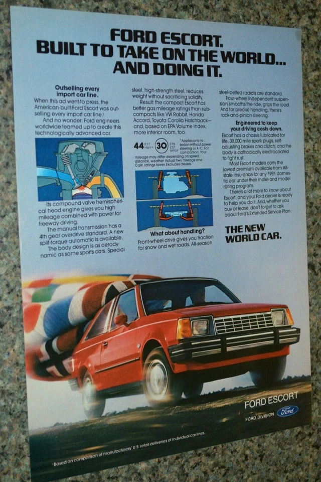 1981 FORD ESCORT ORIGINAL ADVERTISEMENT AD PRINT-81 RED★★ - Image 1 of 1