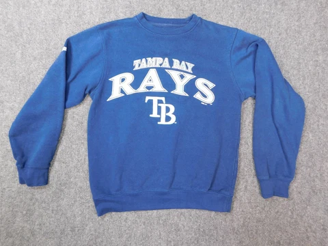 Tampa Bay Rays Sweatshirt Adult Small Blue Stitches Crew Neck Embroidered MLB Cover