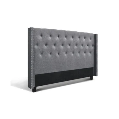 Bed Head Headboard Bedhead Fabric Frame Base Grey Luca - image 1 of 2