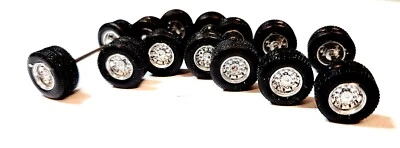 7- DCP / Most Brands 1/64th KW, PETERBILT, CHROME DUAL WHEELS, TIRES & Axles - Image 1 of 4