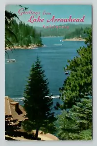 Postal Lake Arrowhead Greetings Rim O' World Lakes San Bernardino Mountains CA - Imagen 1 de 2