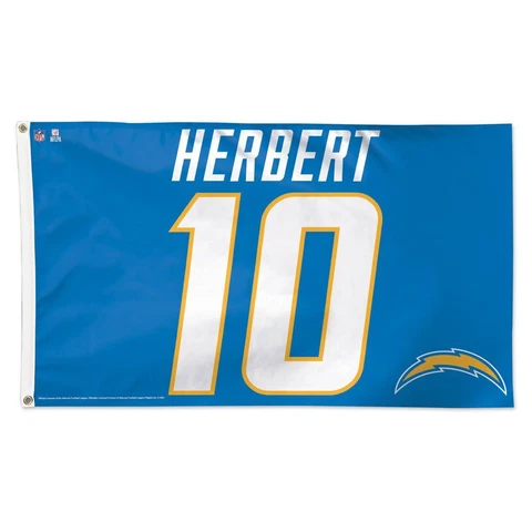 JUSTIN HERBERT #10 LOS ANGELES CHARGERS 3'X5' DELUXE FLAG NEW WINCRAFT ⚡ Cover