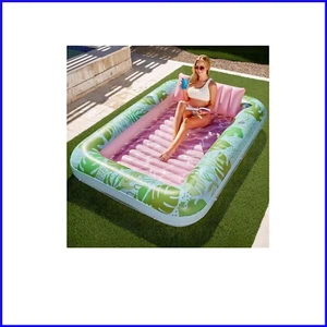 Komfortabler aufblasbarer Solarium-Lounge-Schwimmer - Abnehmbares Kissen + Halteleine - Bild 1 von 9