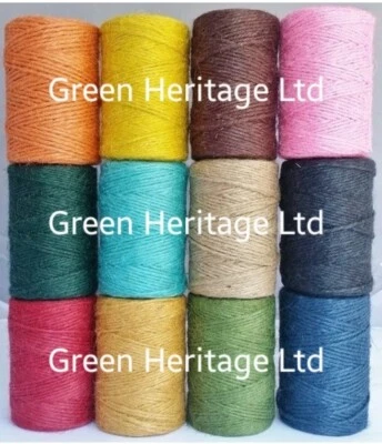 1m-500m 3 Ply Coloured Jute Twine Gift Garden Burlap Craft string cord UK Made - Image 1 of 2