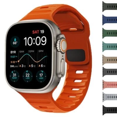 Silicone Sport Strap Band For Apple Watch Series Ultra 11 10 9 8 7 6 iWatch 49mm - Image 1 of 4