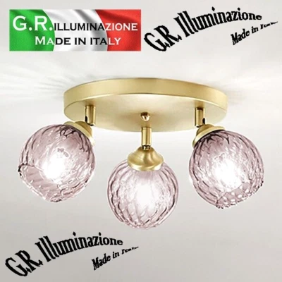 PLAFONIERA MODERNA IN VETRO Color RAME 3 L LAMPADA DA SOFFITTO BAGNO CUCINA Vale - Immagine 1 di 4