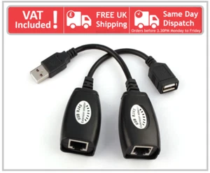 USB 2.0 to CAT5 CAT5e CAT6 RJ45 LAN Modem Extension Adapter Cable Converter UK - Picture 1 of 6