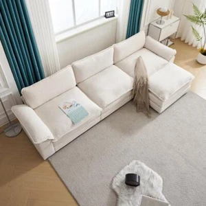 120" Modern Sectional Sofa Set for Living Room + L Shape Chaise Lounge White - Picture 1 of 9