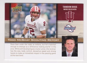 2011 UD Sweet Spot RC #tm-9 Tandon Doss,Todd McShay Scouting Report Indiana - Picture 1 of 2