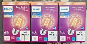 Philips 40W Equiv A15 Wi-Fi LED Tuneable White Wiz Bluetooth Light Bulb 3 Pack - Picture 1 of 2