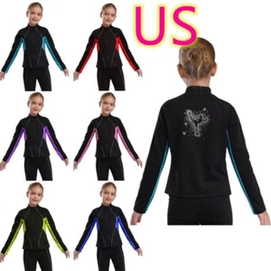 Girls Figure Skating Training Jacket Jacket Fall Fleece Warm Sweatshirt Top - Picture 1 of 63