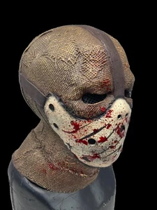 Scarecrow Mask Burlap Style Latex Halloween Voorhees Hockey Bloody Horror Masks - Picture 1 of 8