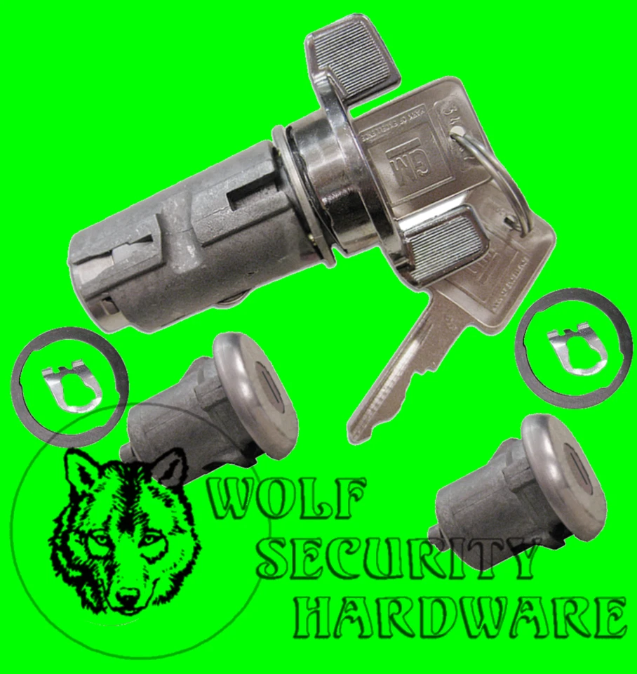 Набор цилиндров ключей зажигания и дверного замка Chevy Blazer K5 79-91 хром 2 ключа с логотипом GM - Изображение 1 из 2