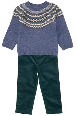 Pantaloni maglione Edgehill Collection Fair Isle set due pezzi bambino ragazzo taglia 12 M - Immagine 1 di 4