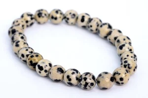 8MM Dalmatian Jasper Bracelet Grade AAA Genuine Natural Round Beads 7" - Picture 1 of 4