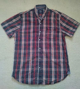 MBX Denim Wear Calce Ajustado Mangas Cortas Cuello con Botones - Camisa Grande para Hombre - Imagen 1 de 11