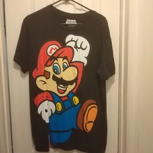 NINTENDO SUPER MARIO BROS size L Unisex Dark Gray cotton/poly T-SHIRT DW838 - Picture 1 of 3