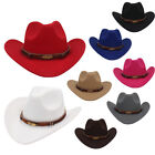 Fashion Women Men Ethnic Style Felt Hat Jazz Cap Belt Western Casual Cowboy Hat