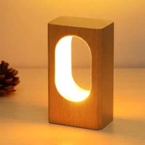 LED Wood Desk Lamp, Bedroom Bedside Night Light, Dimmable Led Lighting, Creat... - Picture 1 of 7