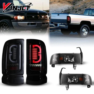Faros + luces traseras LED de humo negras para Dodge Ram 1500 2500 3500 1994-2002 Foto 1 de 4