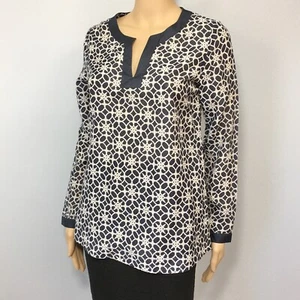 Vineyard Vines Tunic Top Womens Size XS Compass Rose Navy Silk Blend FLAWED - Picture 1 of 7