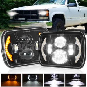 Pair 7X6'' 5X7'' LED Headlights DRL For Chevy C1500 C2500 C3500 Suburban Pickup - Picture 1 of 19