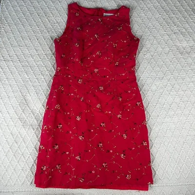 Vestido Jessica Howard Rojo Floral Bordado Sin Mangas - Talla 8 Foto 1 de 4