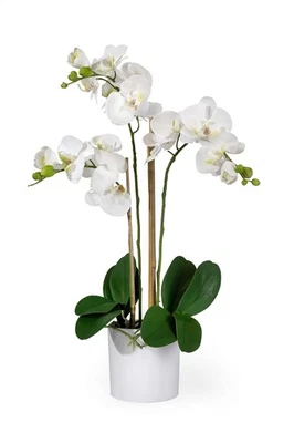 3 orquídeas blancas realistas Phalaenopsis en maceta, flores artificiales en maceta - Be... Foto 1 de 4