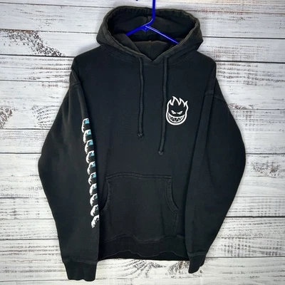 Pulôver com capuz vintage Y2K Spitfire Flameboy gráfico skate preto masculino grande - Imagem 1 de 4