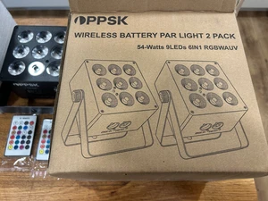 New PPSK Wireless Battery Par Light 2-pack Wireless Rechargeable Strobe Party - Picture 1 of 5