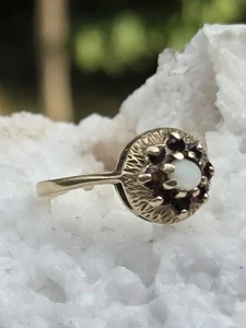 Antique Vintage 10K Yellow Gold Ring Pearl And Small Rubies 2.47g Size 5 - Picture 1 of 5