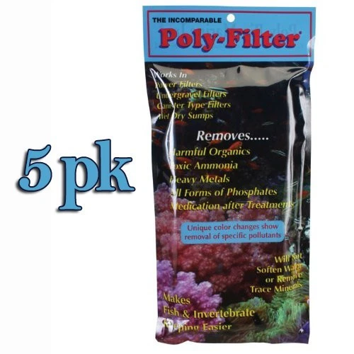 Paquete de 5 almohadillas de filtro de polietileno 4" x 8" removedor de fosfato/amoníaco/orgánicos poli bio marino Foto 1 de 1