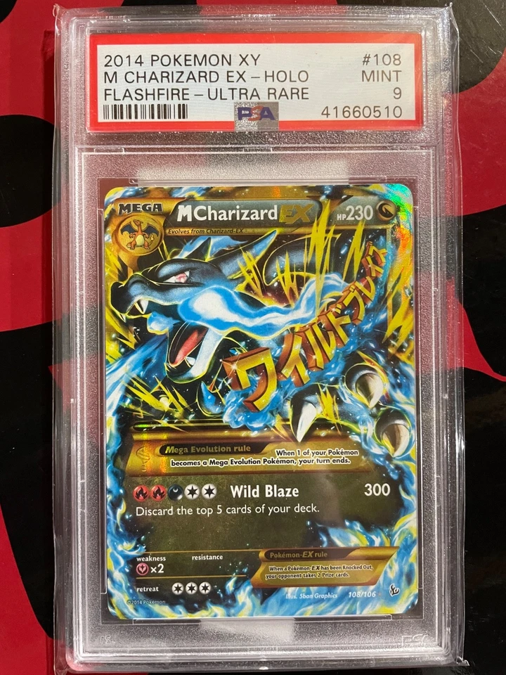 2014 POKEMON XY FLASHFIRE M CHARIZARD EX #108/106 SECRET RARE PSA 9 - Image 1 of 3