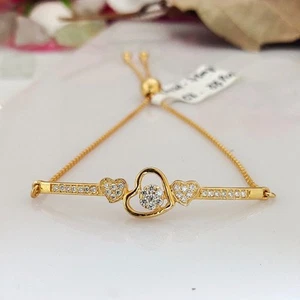 Triple Heart Bracelet, Pave CZ Bracelet, 925 Sterling Silver, Wedding Gift - Picture 1 of 5