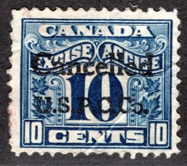 FX42, van Dam, Canada, Excise,  10c, "U.S.P.C. Co.", Playing Card Precancel - Image 1 of 1
