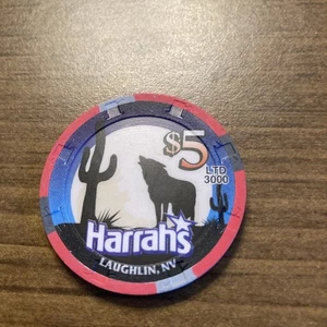 $5 harrahs  Fun Day And Night Laughlin casino chip obsloete - Picture 1 of 2