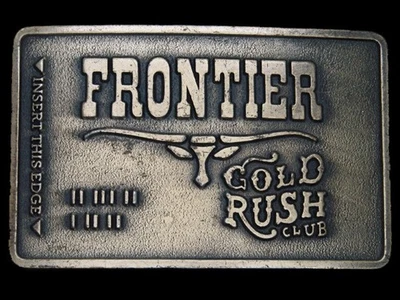 TC15119 HEBILLA DE CINTURÓN DE CASINO Y JUEGOS DE AZAR VINTAGE AÑOS 70 **FRONTIER GOLD RUSH CLUB** Foto 1 de 2