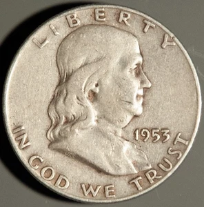 1953-D Franklin Half Dollar (.900 Silver) ** Damaged** Condition - Picture 1 of 2