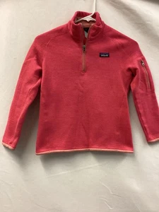 Suéter Patagonia Juvenil Pequeño 7-8 Rosa Mejor Cuarto Cremallera Polar Pullover Tejido - Imagen 1 de 17
